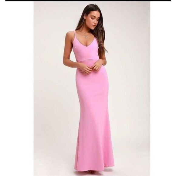 Lulu's Dress Infinite Glory Pink Maxi Dress Size X-Large - Picture 4 of 8